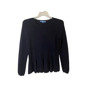 Antonio Melani Black 100% Cashmere Peplum Pullover Sweater Womens Medium